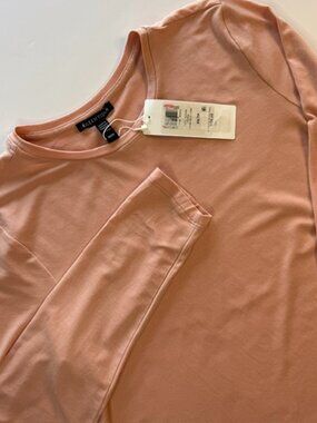 Eileen Fisher Women's Crew Neck Tunic Top Long Sleeve Pink Powder XS NWT